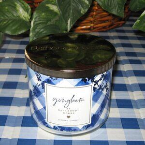 BBW Gingham 3 Wick Candle NIB
